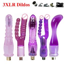 10 soorten traditionele sexy machine-opzetstuk 3XLR-dildo Love jelly penisaccessoires voor vrouw en man