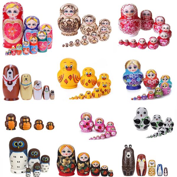 10 couches de canard jaune Matryoshka en bois russe nidification Babushka poupées jouets décoration ornements faits à la main artisanat peint à la main 240125