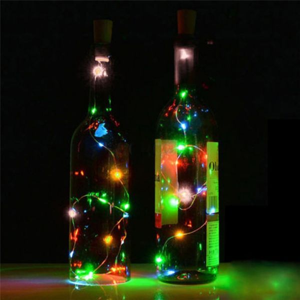 10 LED 8 LED Tapón de botella de vino solar Cobre Resplandor Suministros para fiestas Corcho en forma de cadena Luz LED Noche Luz de hadas