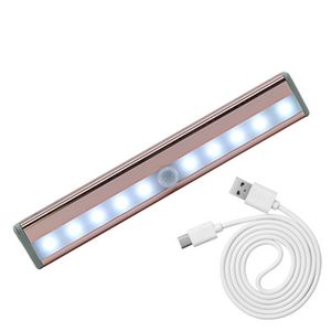 10 LED IR détecteur de mouvement infrarouge capteur sans fil éclairage placard nuit USB batterie recharge lampe pour armoire armoire lumière