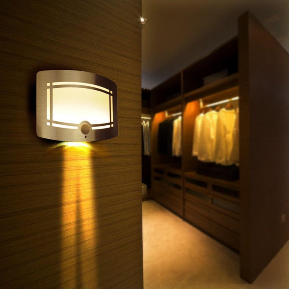 10 LED Motion Sensor Wireless Wall Light Operated Activated Battery Operated Sconce Walls Lights free ship D2.0