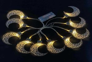 10 LED Ramadan chaîne EID Mubarak lune étoile en forme de batterie alimenté lumière chaude fée chaîne décor à la maison HHA35342125056