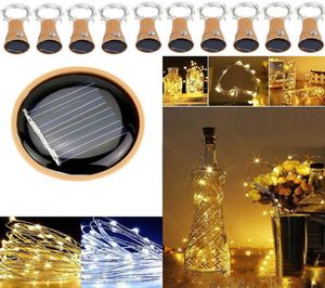 10 LED solaire bouchon de bouteille de vin cuivre fée bande fil extérieur fête décoration nouveauté lampe de nuit bricolage liège lumière String2677524