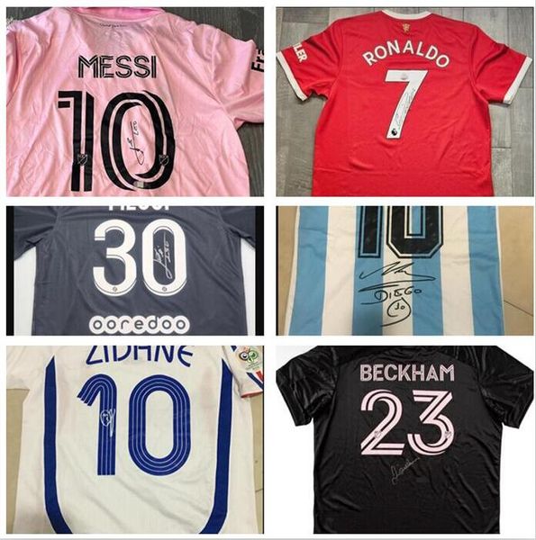 10 Lionel Cristiano 7 Pelé Maradona 11 Neymar 5 Zlatan Zidane Mbappe Bruyne Harry Kane Signed autographe autographié auto-chemises