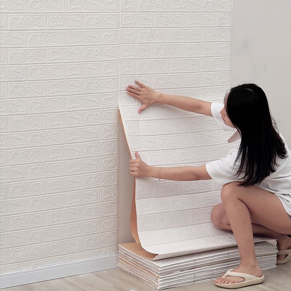 10 mètres 3D papier peint autocollant rouleau panneau blanc doux mousse brique marbre roche pavé mur maison chambre décor protéger étanche