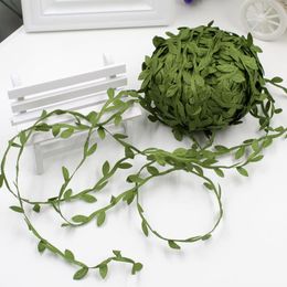 10 metros de seda en forma de hoja de flor falsa hecha a mano hojas verdes artificiales para la decoración de la boda DIY corona regalo Scrapbooking Craft simulación ratán