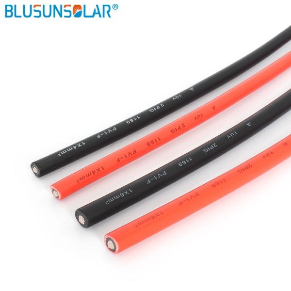 10 mètres rouleau 6 mm2 (10AWG) Câble solaire rouge ou noir de fil PV Conducteur de cuivre xlpe