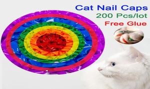 10 couleurs de mélange 200 pcslot doux anti-rayures chien chat ongles capuchons couverture contrôle patte griffes animal de compagnie protecteur d'ongle avec colle et A1182811