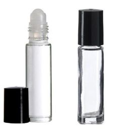 Rotolo di vetro da 10 ml da 1/3 oz su bottiglie vuote di profumo per aromaterapia - Ricaricabile sottile con tappo trasparente Abovp