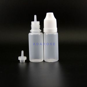 10 ml de 100 pcs/lote botellas de plástico de alta calidad con tapas y puntas a prueba de niños Bottle apretable de vapor seguro pezón largo