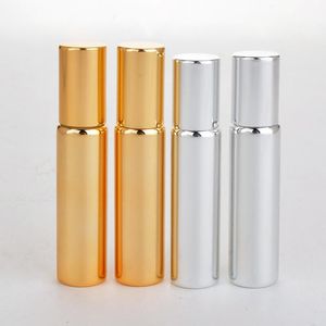 10 ml goud / zilver / zwart kleur metalen roller parfumfles voor essentiële oliën Roll-on glazen parfumflesjes