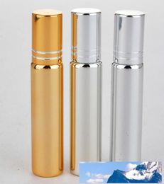 10 ml Goldsilverblack Kleur metalen Roller Parfumfles voor Essentiële oliën UV Rollon Glass Parfum Flacons LX24505599666
