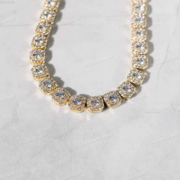 Collier de Tennis rond Moissanite en or 18 carats, chaîne de Tennis groupée glacée, sur mesure, diamant Vvs, bijoux Hip Hop à la mode, 10 Mm