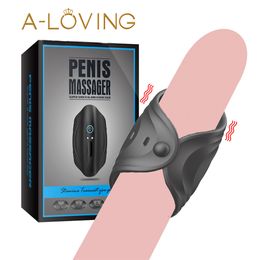 10 Mode vibrant pénis masseur anneau gode vibrateur pour hommes ceinture de chasteté télécommande testicule sexy jouets Couples