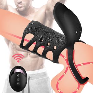 10 Modes Pénis Testicule Anneau De Verrouillage Vibrateur Adult Sex Toys Pour Hommes Retard De L'éjaculation Stimulation Du Clitoris Agrandissement Du Pénis Mâle Y19070302