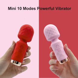 10 modes puissant vibration mini vibrateur USB Chargage de masseur corporel Clitoris GSPOT Vibrateurs Sex Toy Femmes Av Wand 240412