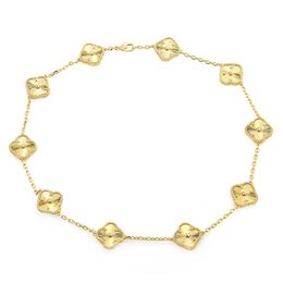 10 motif fleur 4 Collier de trèfle à quatre feuilles Designer pour femmes Colliers de pendentif initial de l'agate V-Gold Nother of Pearl