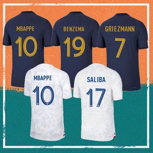 2022 Coupe du monde Benzema MBAPPE maillots de football 22/23 GRIEZMANN DEMBELE GIROUD CAMAVINGA SALIBA VARANE L.HERNANDEZ SALIBA kit enfants Maillots Maillots de football