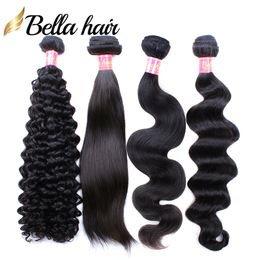 paquetes de cabello brasileño teje rizado ondulado onda del cuerpo recto suelto profundo 3 piezas extensiones de cabello humano virgen remy doble trama fuerte bellahair 840 pulgadas