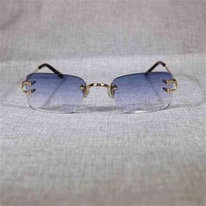 10% de descuento en gafas de sol nuevas para hombres y mujeres de diseñador de lujo 20% de descuento Gafas de sol sin montura vintage para hombres Marco de gafas transparentes de metal Sombras cuadradas para mujeres Club de verano Gafas Kajia