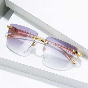 10% de réduction sur les lunettes de soleil pour hommes et femmes de luxe 20% de réduction sur la carte tête de léopard en métal sans cadre bord coupé net rouge même tendance lunettesKajia