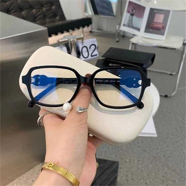 10% de descuento en gafas de sol Nueva alta calidad Xiaoxiang Mismo estilo 3419 Gafas de placa pequeña Color liso Marco de anteojos cuadrados negros Puede combinar con diferentes ojos