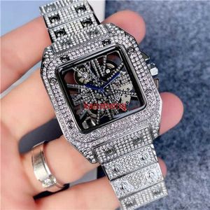 10% de réduction montre montre cadran squelette le dernier hip hop pour hommes dans un boîtier en argent glacé grand diamant lunette mouvement à quartz montre-bracelet brillant bon