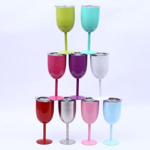 10 oz rvs goblet anti-val cocktailglas vacuüm dubbele muur geïsoleerde wijn cups champagne bril Lids Duurzaam JY0038