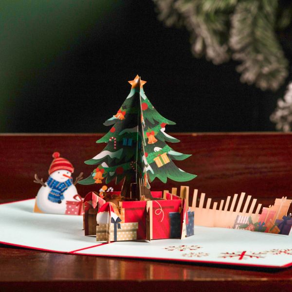10 paquete 3D Tarjeta emergente de árboles de Navidad de Navidad felices tarjetas de felicitación de nuevo año