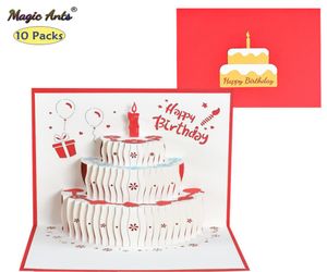 10 Pack 3D Cake de joyeux anniversaire Cartes-cadeaux d'anniversaire pour enfants maman avec enveloppe Cartes de voeux faites à la main 2207058358575