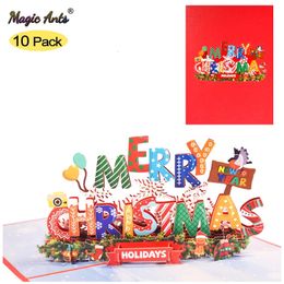 10 pack 3d Merry Christmas Carte pop-up cartes de voeux cadeau de Noël pour enfants mari mari maman célèbre l'année 240323