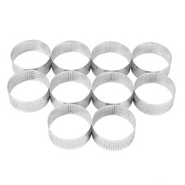 10 Pack 5 Cm Rvs Taart Ring Hittebestendige Geperforeerde Taart Mousse Ring Ronde Ring Bakken Donut Gereedschappen 240227