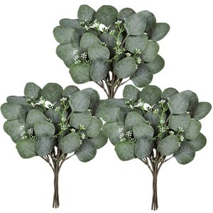 10 stks / partij DIY Flower Arrangement Bladeren Krans Eucalyptus Gesimuleerde Silk Faux Apple Leaves voor Home Decor