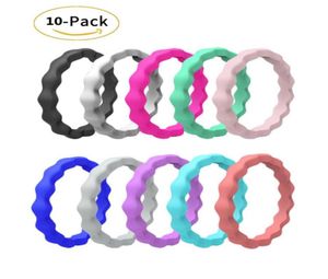 10-pack siliconen trouwringen voor dames Dunne stapelbare rubberen band Mode Kleurrijk Comfortabel Pasvorm Huidveilig Laag MOQ24946922445961