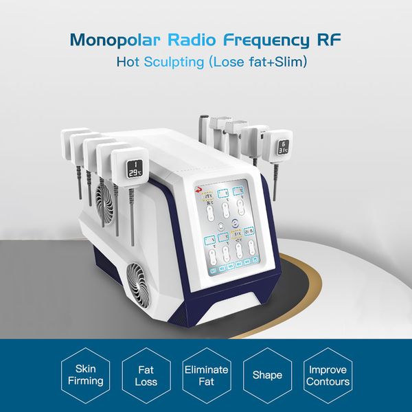 10 almohadillas monopolar rf adelgazamiento escultura en caliente terapia de radiofrecuencia mono polar ojo/cuello/cara antiarrugas quema de grasa equipo de tratamiento de pérdida de peso para todo el cuerpo