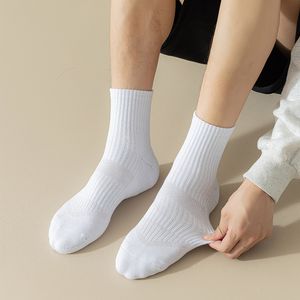 10 paires automne hiver épaissi hommes serviette fond chaussettes blanches bas de sport cercle de laine pur blanc noir coton mi-tube chaussettes F014