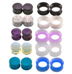 10 paires Nature Stone Ear Prings Tunnels Silicone Double Flare Gauges Over Strell Earger Earters Body Piercing Jewelry 616mm MI6207733