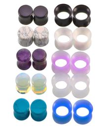 10 paires Nature Stone Ear Prings Tunnels Silicone Double Flare Gauges Our Dover Earger Eargers Body Piercing Jewelry 616mm MI4718318