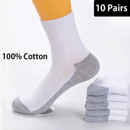 10 paires 100% coton chaussettes hommes automne épaississent le déodorant de longueur moyen absorbant le sport décontracté rapide 231221