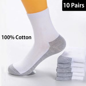 10 paren 100% katoenen sokken heren herfst winter dikker sokken middelste lengte deodorant zweet absorberen casual sport sokken snel 240322