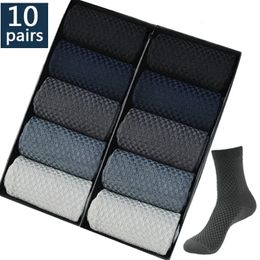 10 Pairs 2 PairLot Männer socken Bambus Faser männlichen Socken Klassische Business Herren Kleid Socke Für Winter Geschenk Plus Größe EUR3844 240103