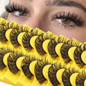 10 Pairs 6d Faux Mink Wimpers DD Krul Valse Wimpers Piekerige Kriskras Eye Lash Extensions Zachte Herbruikbare Dierproefvrije make-up