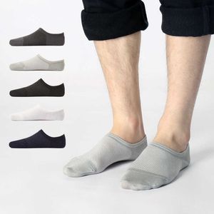 10 Pairs Bamboevezel mannen Sokken Mesh Korte Boot Sokken Mannen No Show Low Cut Sokken onzichtbare Anti- slip Ademend Calcetines 210727