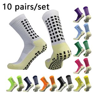 10 paires / lot de chaussettes de football masculines en silicone en silicone en silicone gèrent anti-slip de football sportive Rugby 240425