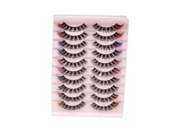 10 pares Color Pestañas postizas falsas de color suave y suave 3D Mink Mink Eyelash Colorfle Eye Pests Extension Herramientas de maquillaje6601982