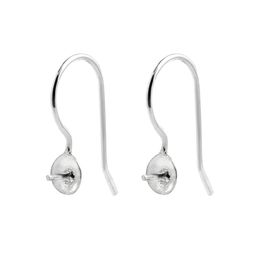 10 paires Version d'oreille 925 Rencontres en argent sterling Fishhook avec capuchon et cheville pour les perles à moitié percées