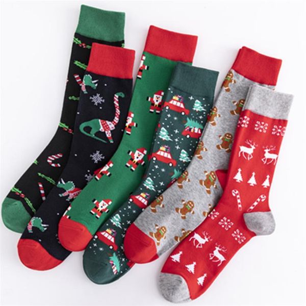 10 par/lote calcetines de Navidad 6 estilo calcetín de dibujos animados Santa Claus calcetín estampado unisex Casual calcetín de Navidad calcetín deportivo de Navidad