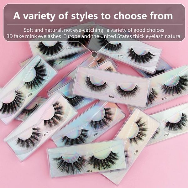 10 pares mezcladas falsas pestañas con láser embalaje suave wispy natural cross de visón de visón pestañas dramáticas faux cils reutilizables