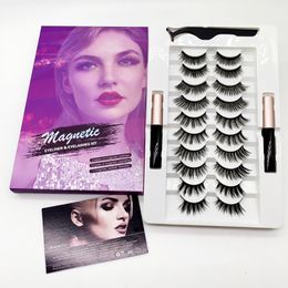 10 paren magnetische wimpers Magnetische vloeibare eyeliner pincet kit upgrade 5D magnetische valse wimpers natuurlijke herbruikbare no lijm nodig