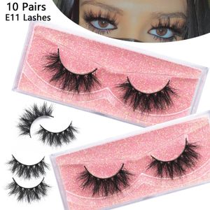 10 paires de cils de vison E11 cils en gros 3D cils de vison forme ronde effet cils de vison cils dramatiques maquillage faux cils 240119